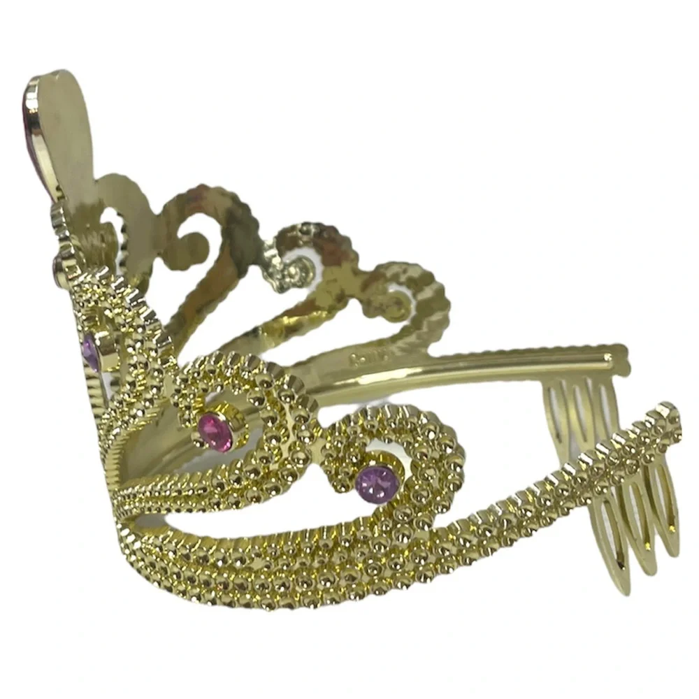Princess Crown Tiara Girls Fairytale Castle Dress Up Costume Gold Gemstone Jewel